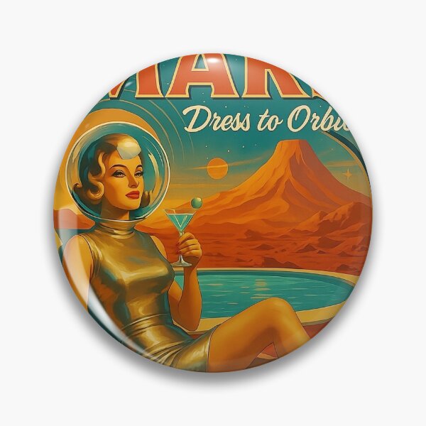 Item preview, Visit Mars – Dress to Orbit | Retro Sci-Fi Poster designed and sold by Lowtech.
