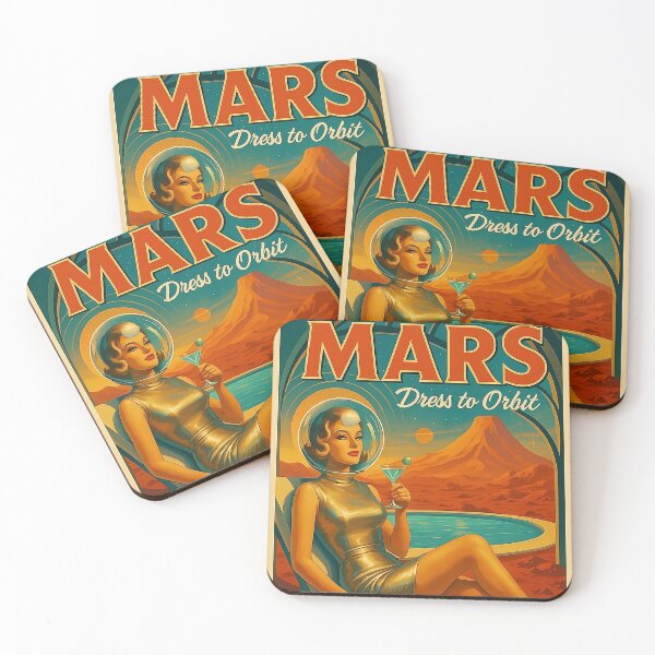 Item preview, Visit Mars – Dress to Orbit | Retro Sci-Fi Poster designed and sold by Lowtech.