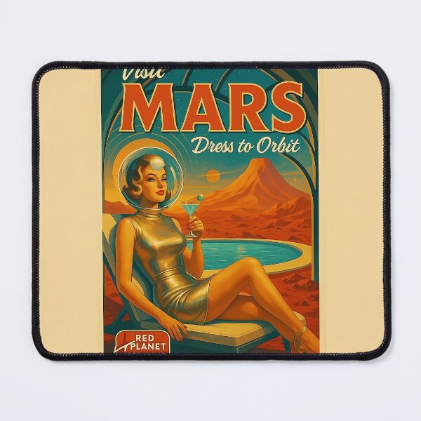 Item preview, Visit Mars – Dress to Orbit | Retro Sci-Fi Poster designed and sold by Lowtech.