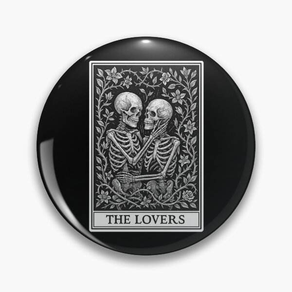 Item preview, The Lovers Tarot Card Skeletons Engraving-Style Design designed and sold by Isolde Gravieraine.