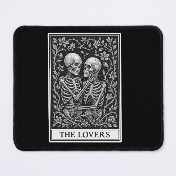 Item preview, The Lovers Tarot Card Skeletons Engraving-Style Design designed and sold by Isolde Gravieraine.