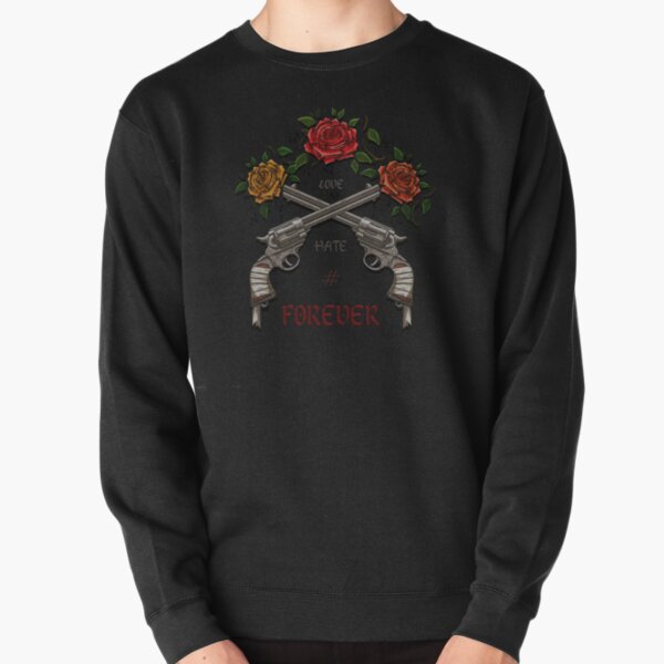 Item preview, love, hate forever - guns and roses embroidery iron patch textured graphic artwork designed and sold by hayrpictures.