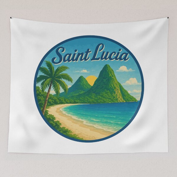 Item preview, Saint Lucia (with Navy Blue Lettering) designed and sold by VelvetRoom.