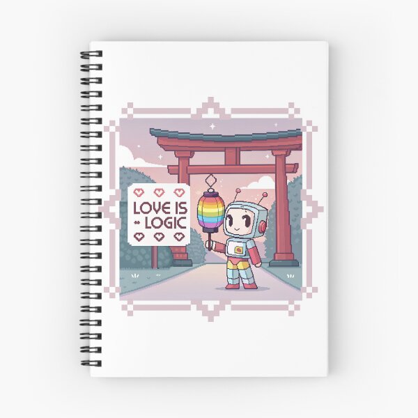 Item preview, Love is Logic - Cute Robot with Rainbow Lantern & Torii Gate designed and sold by asliberry.