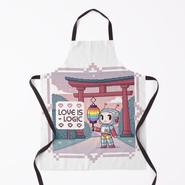 Item preview, Love is Logic - Cute Robot with Rainbow Lantern & Torii Gate designed and sold by asliberry.