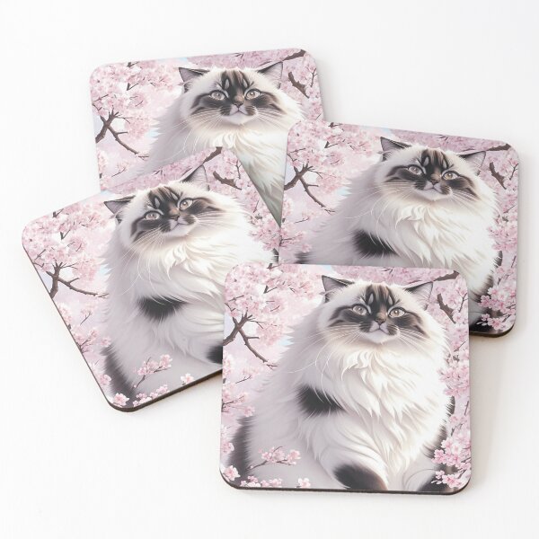 Item preview, Siberian Cat in Blooming Sakura Tree designed and sold by mythographiaart.