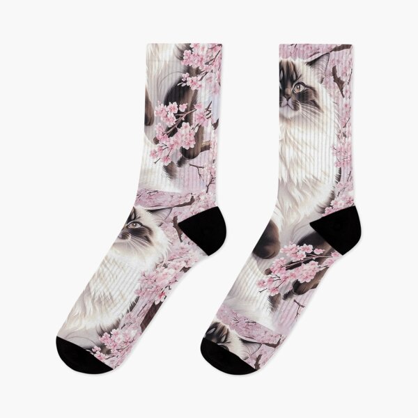 Item preview, Siberian Cat in Blooming Sakura Tree designed and sold by mythographiaart.