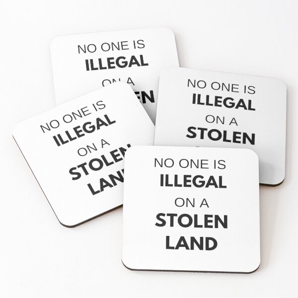 Item preview, No One Is Illegal on Stolen Land - Activist Statement T-Shirt designed and sold by QADORA.