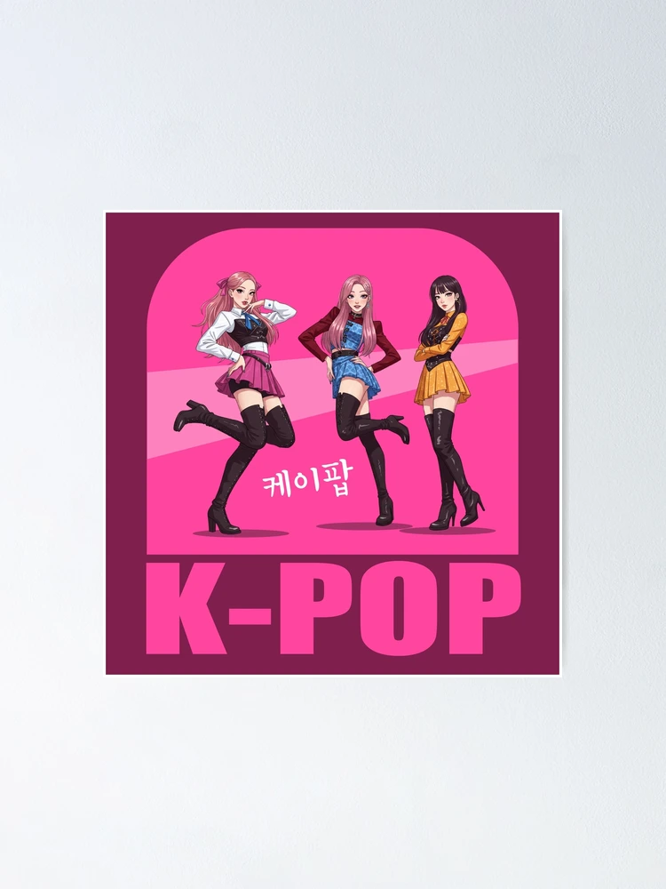 Chic K-Pop Girl Trio Pink Art