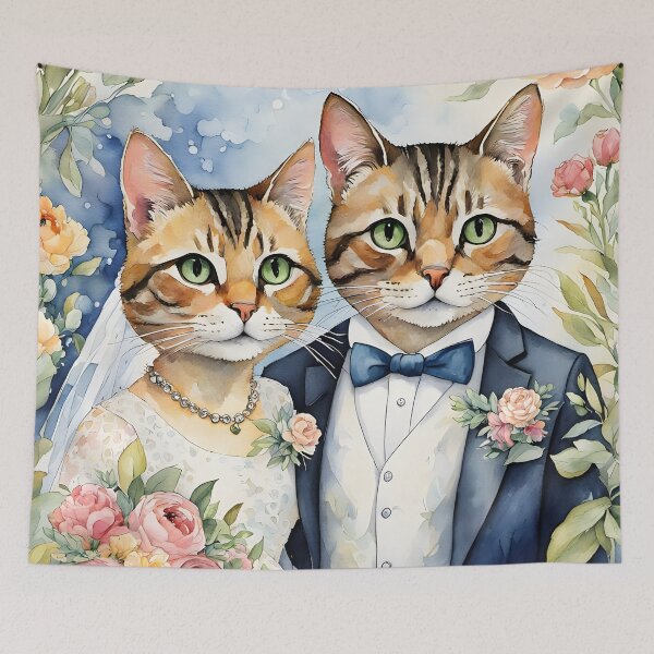Item preview, Watercolour Ginger Tabby Cats Wedding Illustration - Wedding Anniversary Card designed and sold by Madcatsanddogs.