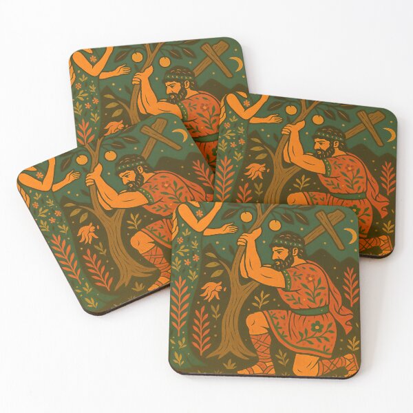 Item preview, Heracles Fetches Apples from the Hesperides – Retro Folk Art designed and sold by mythographiaart.