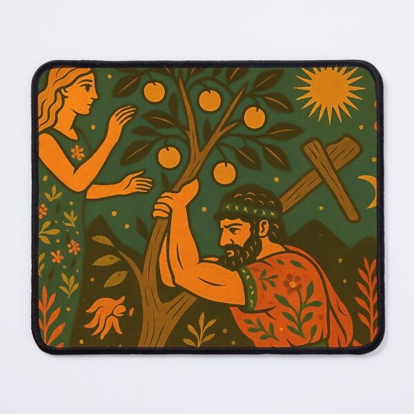 Item preview, Heracles Fetches Apples from the Hesperides – Retro Folk Art designed and sold by mythographiaart.