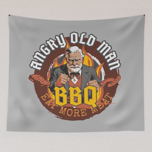 Item preview, ANGRY OLD MAN: Barbeque "Eat More Meat" designed and sold by rockandahardplaceradio.
