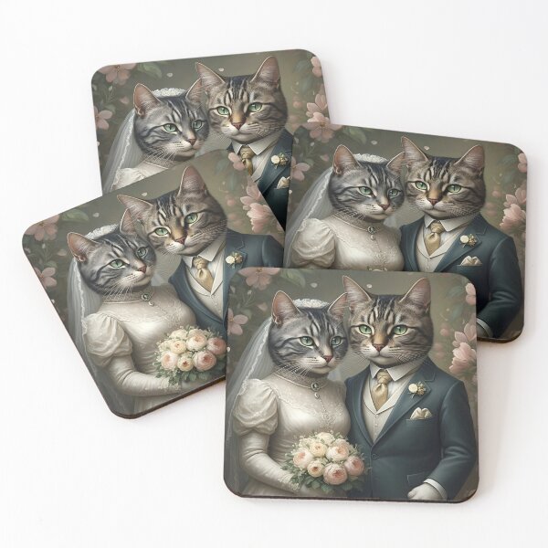 Item preview, Tabby Cats Wedding Art Illustration - Wedding Anniversary designed and sold by Madcatsanddogs.
