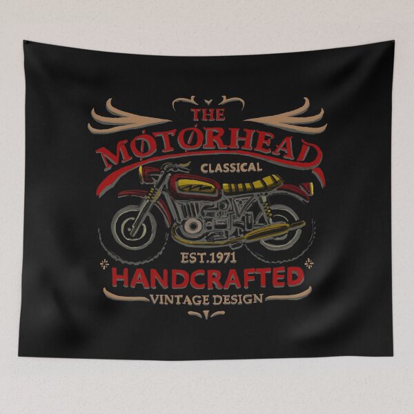 Item preview, the motorhead classical handcrafted vintage motorcycle design - motorbike illustration biker graphic rider art designed and sold by hayrpictures.