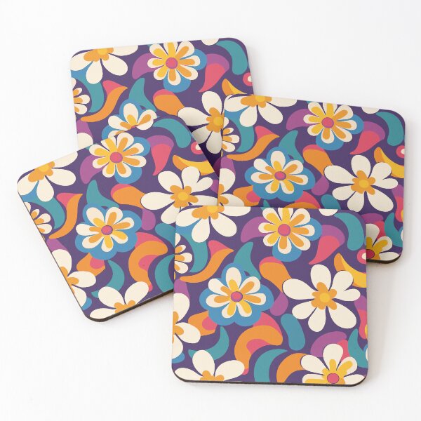 Item preview, Bold 1960s Floral Pop – Purple Psychedelic Flower Power Pattern designed and sold by SteadyRolling.