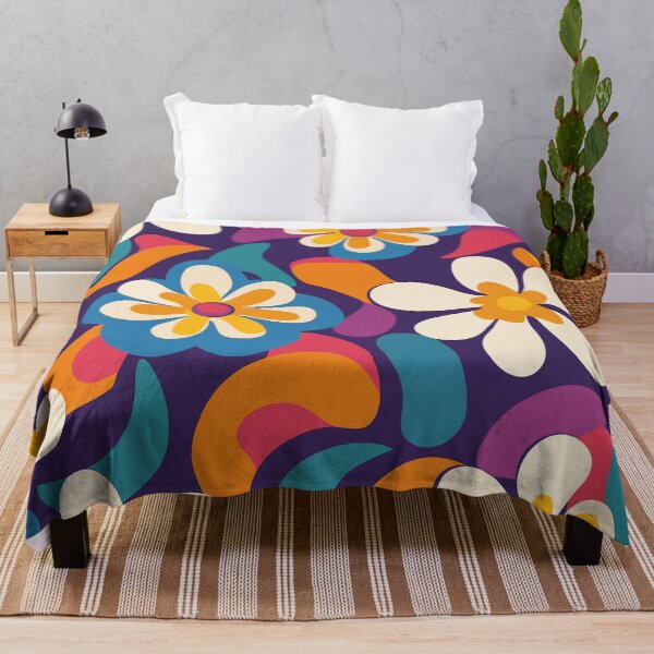 Item preview, Bold 1960s Floral Pop – Purple Psychedelic Flower Power Pattern designed and sold by SteadyRolling.