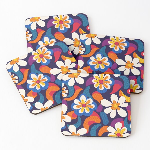 Item preview, 1960s Halftone Flower Power – Retro Pop Floral Pattern designed and sold by SteadyRolling.