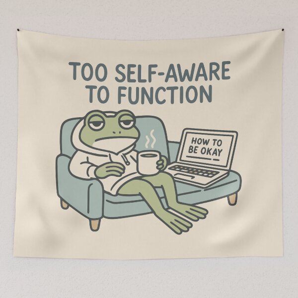 Item preview, Funny Overthinker Frog Quote designed and sold by OpalEllery.