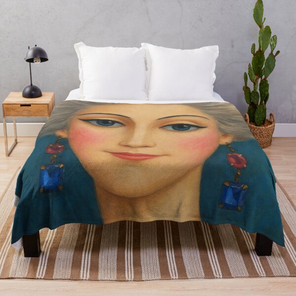 Item preview, Elegant Lady with Sapphire Earrings – Classic Portrait designed and sold by MaPerle.