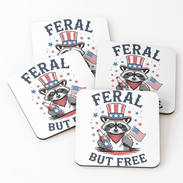 Item preview, Feral but free - 4th July American Racoon designed and sold by KrissGraphShop.
