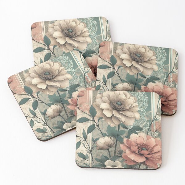 Item preview, Detailed illustration of peonies in delicate shades of beige, pink and white designed and sold by Art-Nouveau-Dsg.