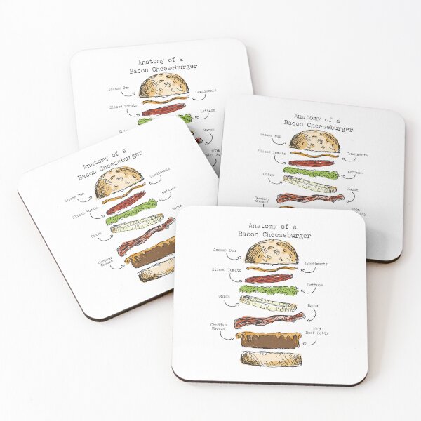Item preview, Anatomy of a Bacon Cheese Burger design with diagram of ingredients designed and sold by Jdawnink.