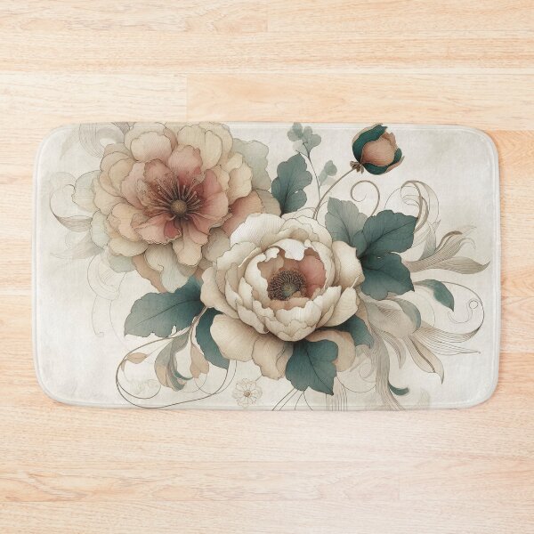 Item preview, Two stylized flowers in delicate shades of beige, pink and green designed and sold by Art-Nouveau-Dsg.