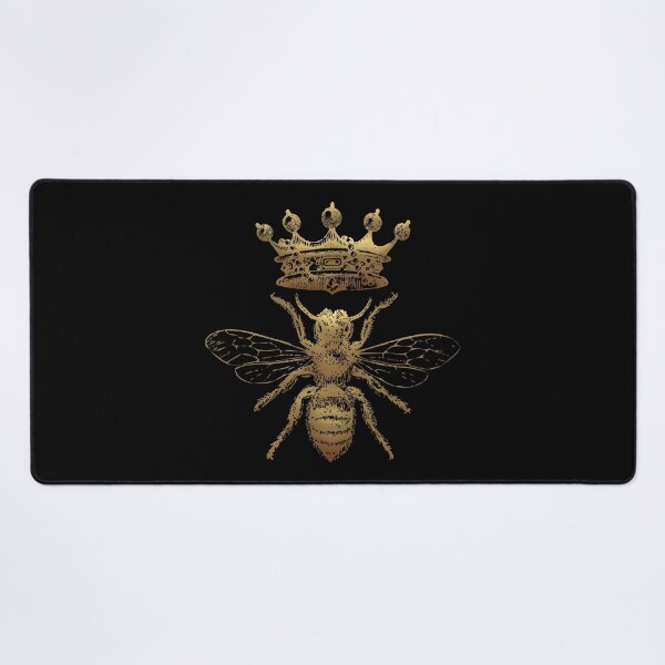 Queen Bee | Vintage Honey Bees | Gold and Black | Desk Mat