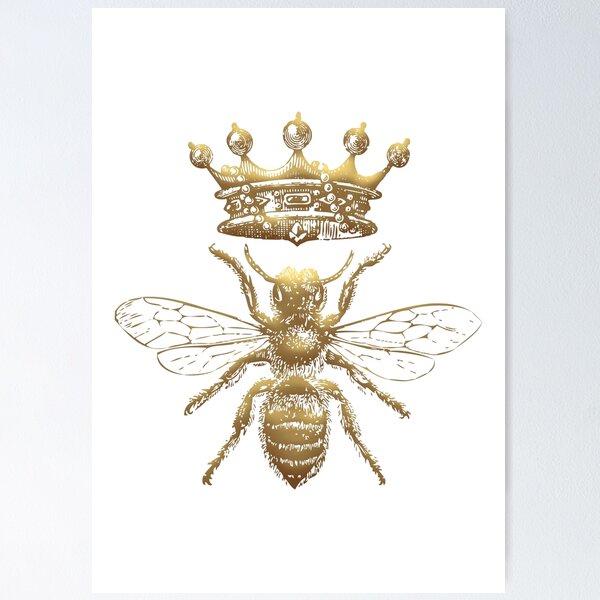 Item preview, Queen Bee | Vintage Honey Bees | Gold and White |  designed and sold by EclecticAtHeart.
