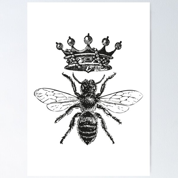 Item preview, Queen Bee | Vintage Honey Bees | Black and White |  designed and sold by EclecticAtHeart.