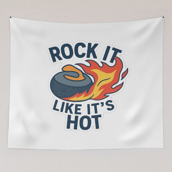Item preview, Rock It Like It’s Hot – Flaming Curling Stone Design designed and sold by Sweeping Statements.