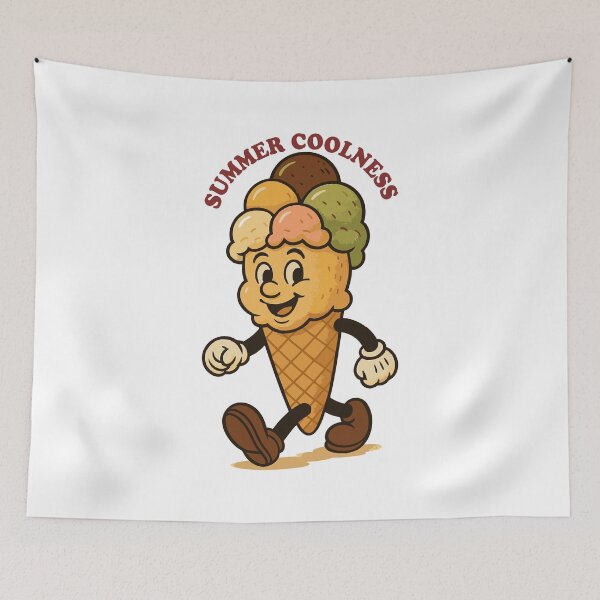 Item preview, Summer Coolness – Retro Ice Cream Cone Mascot designed and sold by KozbiDesign.