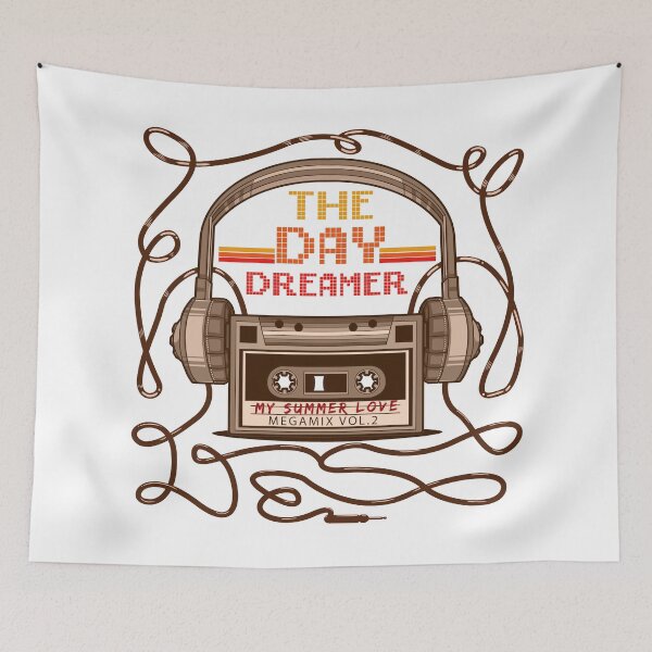 Item preview, the day dreamer - retro boombox tape casette recorder and headphones illustration graphic art designed and sold by hayrpictures.