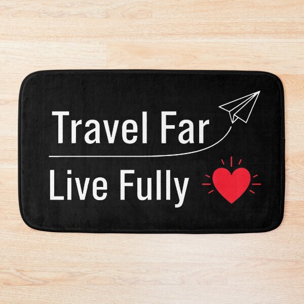 Item preview, Travel Far Live Fully – Motivational Travel Quote with Heart and Paper Plane designed and sold by Fikuall.