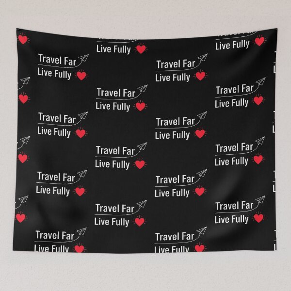 Item preview, Travel Far Live Fully – Motivational Travel Quote with Heart and Paper Plane designed and sold by Fikuall.