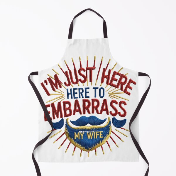 Item preview, I'm Just Here to Embarrass My Wife Funny Dad Embroidered Beard Design designed and sold by ArtDesignTp.