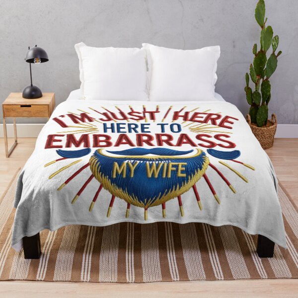 Item preview, I'm Just Here to Embarrass My Wife Funny Dad Embroidered Beard Design designed and sold by ArtDesignTp.