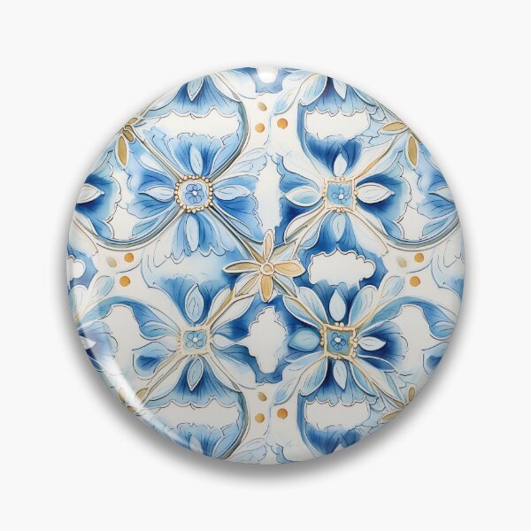 Item preview, Indigo Azulejo Blue Portuguese Mandala Tiles Pattern – Elegant Mediterranean Vintage Design designed and sold by PRINYOS.