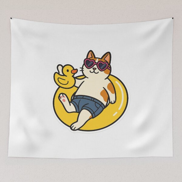 Item preview, Cat On Floatie designed and sold by Wandertrace.