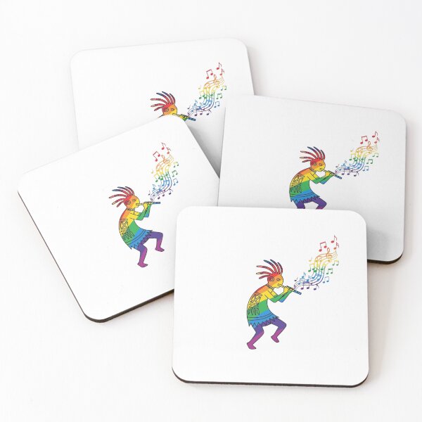 Item preview, Ancient Vibes: Rainbow Music Kokopelli Sticker & Apparel Design  designed and sold by asliberry.