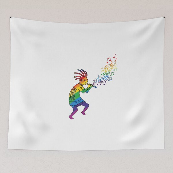 Item preview, Ancient Vibes: Rainbow Music Kokopelli Sticker & Apparel Design  designed and sold by asliberry.