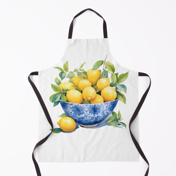Item preview, Watercolor Lemons in Blue and White China Bowl designed and sold by EmeraldeaArt.