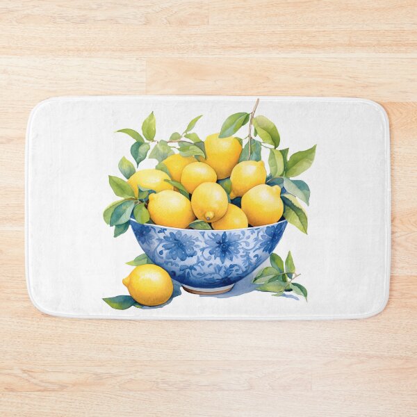 Item preview, Watercolor Lemons in Blue and White China Bowl designed and sold by EmeraldeaArt.