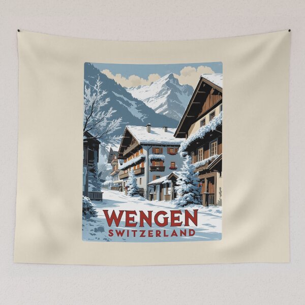 Item preview, A Vintage Illustration of Wengen - Switzerland designed and sold by GoodOldVintage.