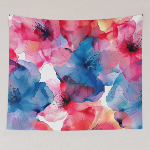 Item preview, Pink And Blue Abstract Floral In Alcohol Ink designed and sold by DEC02.