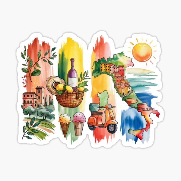 Item preview, Italian Collage with Vertical Brushstrokes Love Italia designed and sold by EmeraldeaArt.