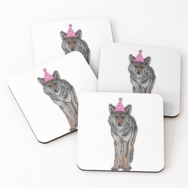 Item preview, Pink party hat wolf - animalzinhats designed and sold by Ashley’sAnimalz.