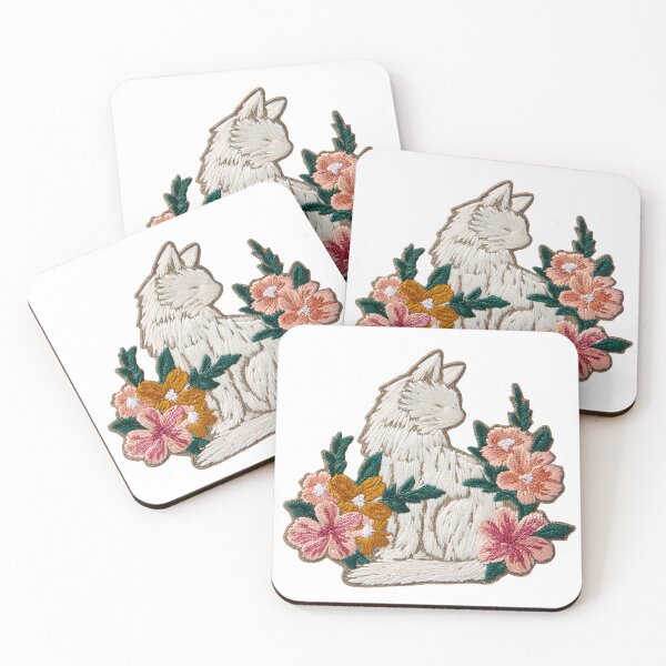 Item preview, Embroidered Cat & Floral Pattern – Cozy Vintage Stitch-Style Design designed and sold by Kollibri.