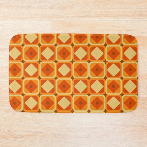Item preview, Retro Geometric Art Squares Diamonds Orange designed and sold by thepixelgarden.